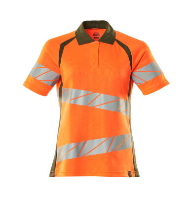 Polo-Shirt, Damenpassform – hi-vis orange/moosgrün