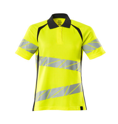 Polo-Shirt, Damenpassform – hi-vis gelb/schwarzblau