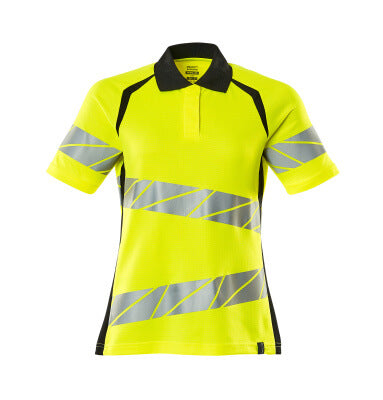 Polo-Shirt, Damenpassform – hi-vis gelb/schwarz