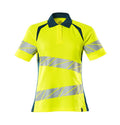 Polo-Shirt, Damenpassform – hi-vis gelb/dunkelpetroleum
