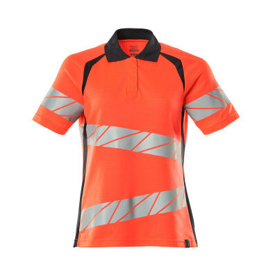 Polo-Shirt, Damenpassform – Hi-vis rot/schwarzblau