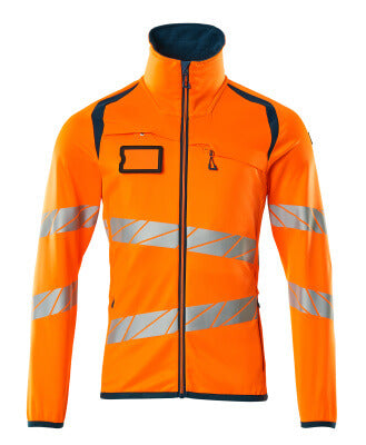 Fleecejacke mit Reißverschluss – hi-vis orange/dunkelpetroleum