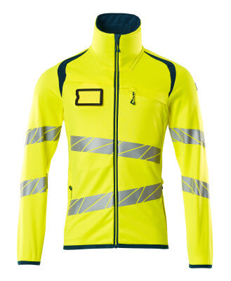 Fleecejacke mit Reißverschluss – hi-vis gelb/dunkelpetroleum