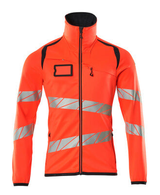 Fleecejacke mit Reißverschluss – Hi-vis rot/schwarzblau