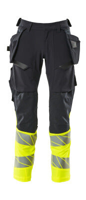Hose mit Hängetaschen, ULTIMATE STRETCH – schwarzblau/hi-vis gelb