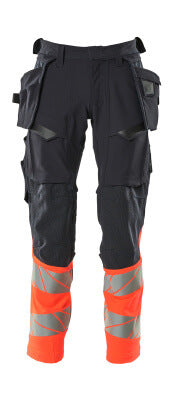 Hose mit Hängetaschen, ULTIMATE STRETCH – schwarzblau/hi-vis rot