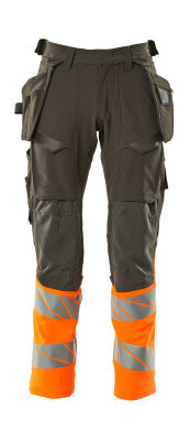 Hose mit Hängetaschen, ULTIMATE STRETCH – dunkelanthrazit/hi-vis orange