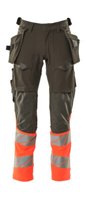 Hose mit Hängetaschen, ULTIMATE STRETCH – dunkelanthrazit/hi-vis rot