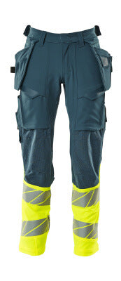 Hose mit Hängetaschen, ULTIMATE STRETCH – dunkelpetroleum/hi-vis gelb