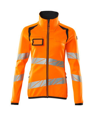 Fleecejacke mit Reißverschluss, Damen – hi-vis orange/schwarzblau