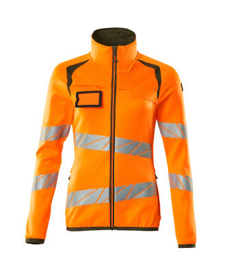 Fleecejacke mit Reißverschluss, Damen – hi-vis orange/moosgrün