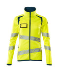 Fleecejacke mit Reißverschluss, Damen – hi-vis gelb/dunkelpetroleum