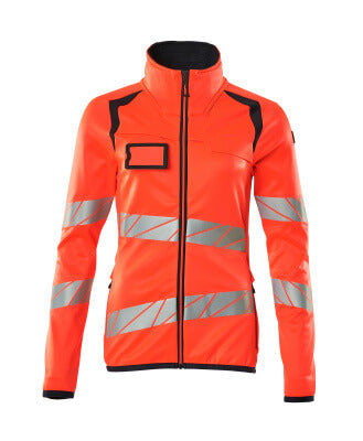 Fleecejacke mit Reißverschluss, Damen – Hi-vis rot/schwarzblau