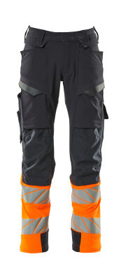 Hose mt Knietaschen, ULTIMATE STRETCH – schwarzblau/hi-vis orange