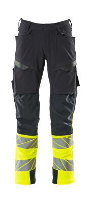 Hose mt Knietaschen, ULTIMATE STRETCH – schwarzblau/hi-vis gelb