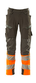 Hose mt Knietaschen, ULTIMATE STRETCH – dunkelanthrazit/hi-vis orange