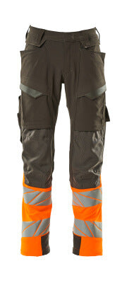 Hose mt Knietaschen, ULTIMATE STRETCH – dunkelanthrazit/hi-vis orange