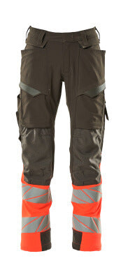 Hose mt Knietaschen, ULTIMATE STRETCH – dunkelanthrazit/hi-vis rot