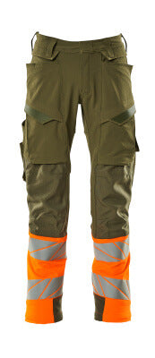 Hose mt Knietaschen, ULTIMATE STRETCH – moosgrün/orange