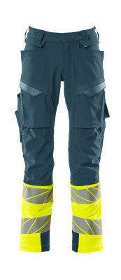 Hose mt Knietaschen, ULTIMATE STRETCH – dunkelpetroleum/hi-vis gelb