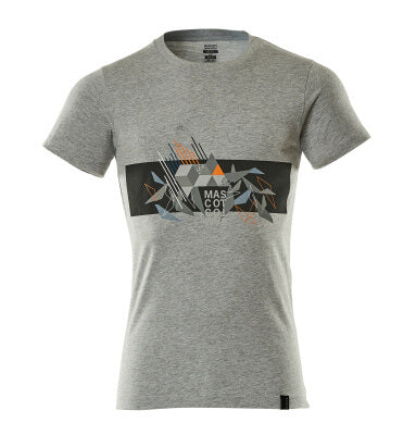 T-Shirt mit Druck – grau/hi-vis orange