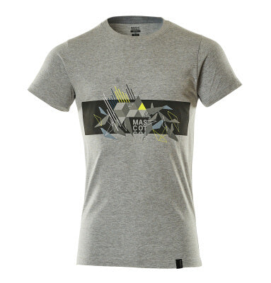 T-Shirt mit Druck – grau/hi-vis gelb