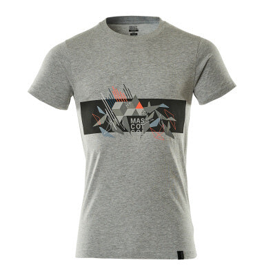 T-Shirt mit Druck – grau/hi-vis rot