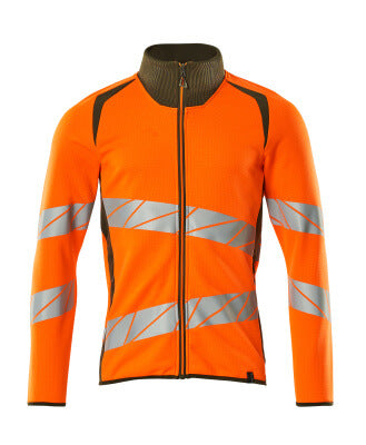 Sweatshirt mit Reißverschluss,modern Fit – hi-vis orange/moosgrün