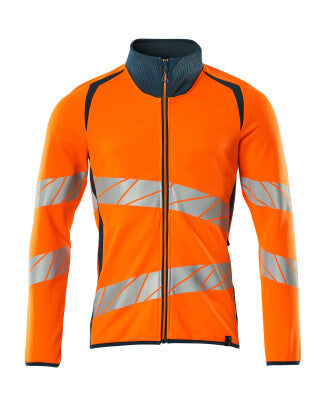 Sweatshirt mit Reißverschluss,modern Fit – hi-vis orange/dunkelpetroleum