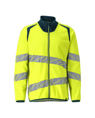 Sweatshirt mit Reißverschluss,modern Fit – hi-vis gelb/dunkelpetroleum