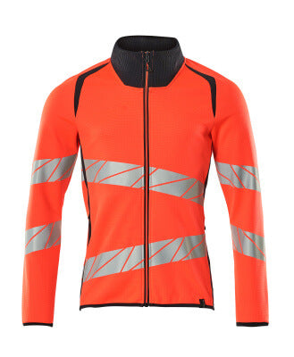 Sweatshirt mit Reißverschluss,modern Fit – Hi-vis rot/schwarzblau