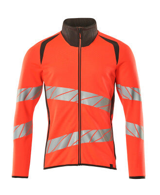 Sweatshirt mit Reißverschluss,modern Fit – hi-vis rot/dunkelanthrazit