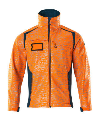 Softshelljacke mit Reflexeffekte – hi-vis orange/dunkelpetroleum