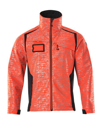 Softshelljacke mit Reflexeffekte – Hi-vis rot/schwarzblau