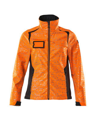 Softshelljacke, Reflexeffekte, Damen – hi-vis orange/schwarzblau