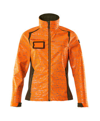 Softshelljacke, Reflexeffekte, Damen – hi-vis orange/moosgrün