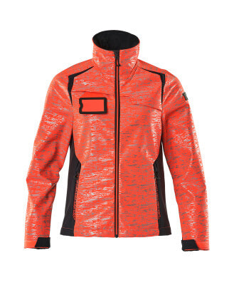 Softshelljacke, Reflexeffekte, Damen – Hi-vis rot/schwarzblau