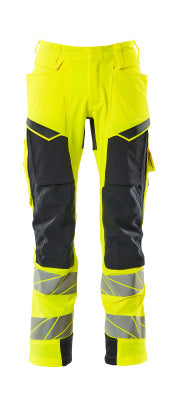 Hose mit Knietaschen, ULTIMATE STRETCH – hi-vis gelb/schwarzblau