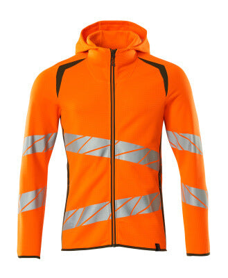 Sweatshirt mit Kapuze, moderne Passform – hi-vis orange/moosgrün