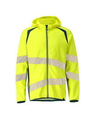 Sweatshirt mit Kapuze, moderne Passform – hi-vis gelb/dunkelpetroleum