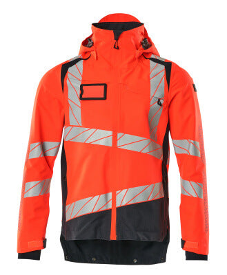 Hard Shell Jacke mit leichtem Futter – Hi-vis rot/schwarzblau