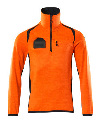 Fleecejacke mit kurzem Reißverschluss – hi-vis orange/schwarzblau