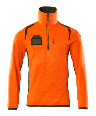 Fleecejacke mit kurzem Reißverschluss – hi-vis orange/moosgrün