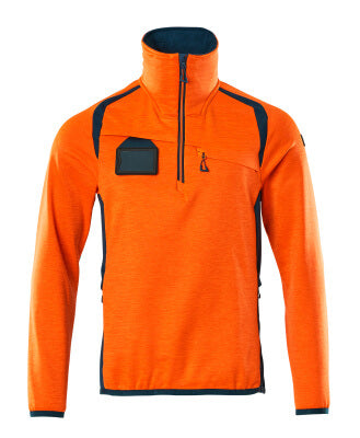 Fleecejacke mit kurzem Reißverschluss – hi-vis orange/dunkelpetroleum