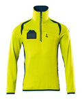 Fleecejacke mit kurzem Reißverschluss – hi-vis gelb/dunkelpetroleum