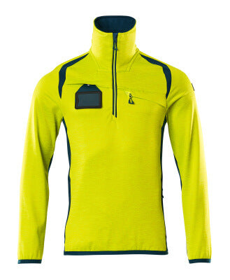Fleecejacke mit kurzem Reißverschluss – hi-vis gelb/dunkelpetroleum