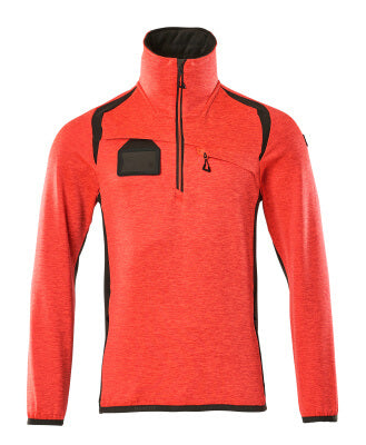 Fleecejacke mit kurzem Reißverschluss – hi-vis rot/dunkelanthrazit