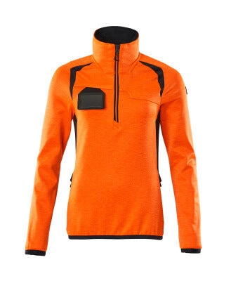 Fleecejacke mit kurzem Zipper, Damen – hi-vis orange/schwarzblau