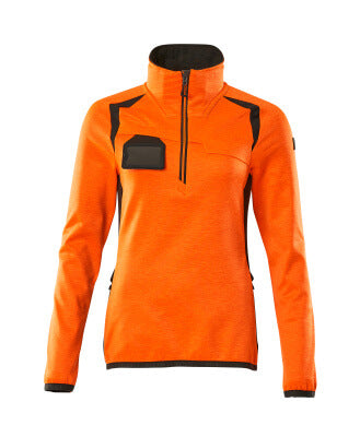 Fleecejacke mit kurzem Zipper, Damen – hi-vis orange/dunkelanthrazit