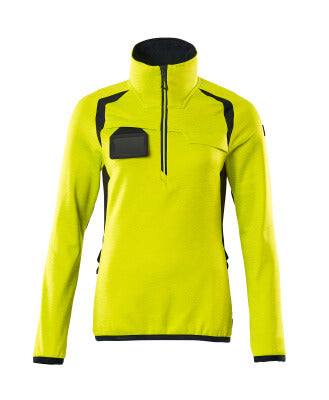 Fleecejacke mit kurzem Zipper, Damen – hi-vis gelb/schwarzblau